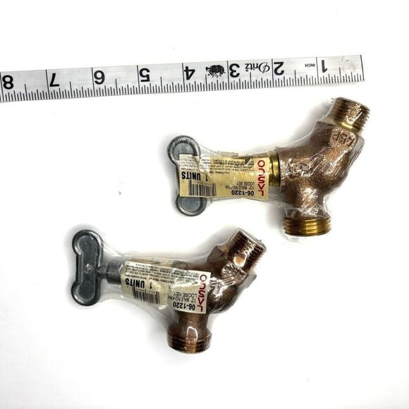 Set of 2 Brass Outdoor Hose Bibb Shutoff Valves 1/2” – LASCO - USA Made #06-1220 - Picture 3 of 4